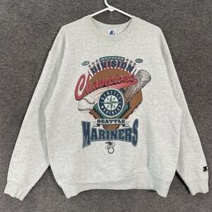 Vintage Seattle Mariners Sweatshirt Mens XL Gray MLB Baseball Starter 1995 90s